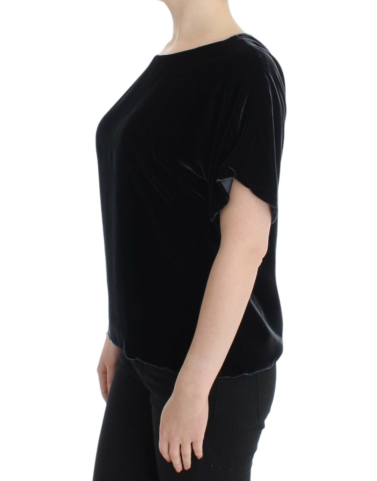 Black velvet shortsleeved blouse - X excelência
