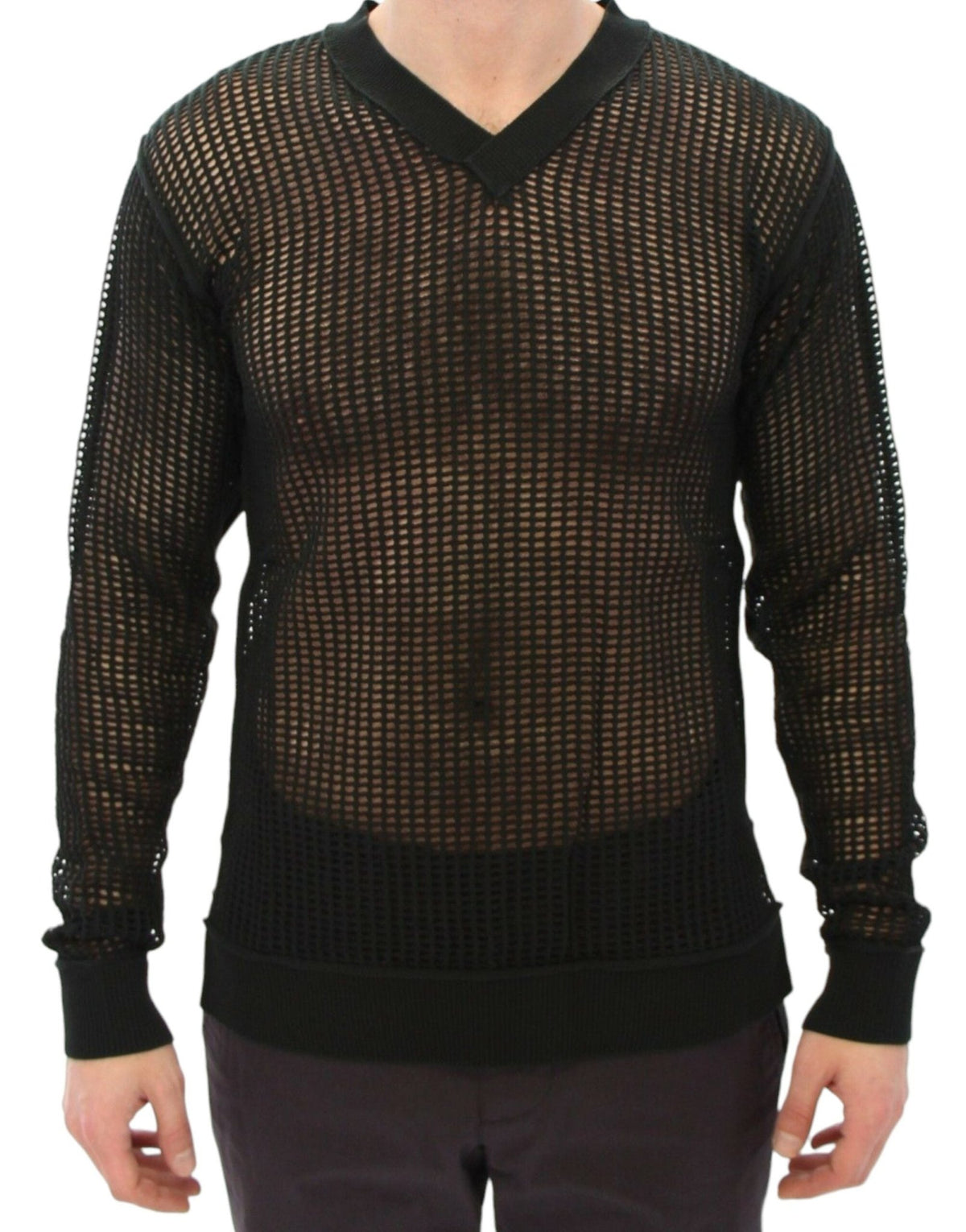 Dark Green Runway Netz Pullover Netted Sweater - X excelência