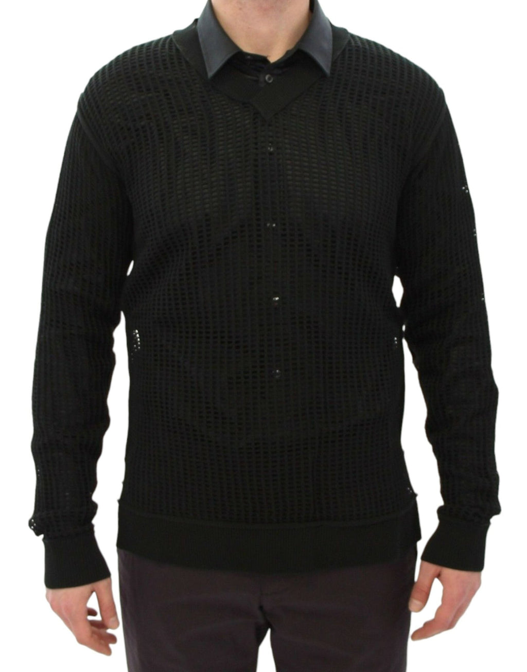 Dark Green Runway Netz Pullover Netted Sweater - X excelência
