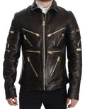 Brown Lambskin Leather Zipper Jacket - X excelência