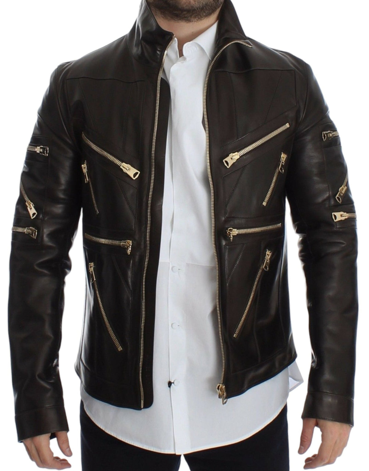 Brown Lambskin Leather Zipper Jacket - X excelência