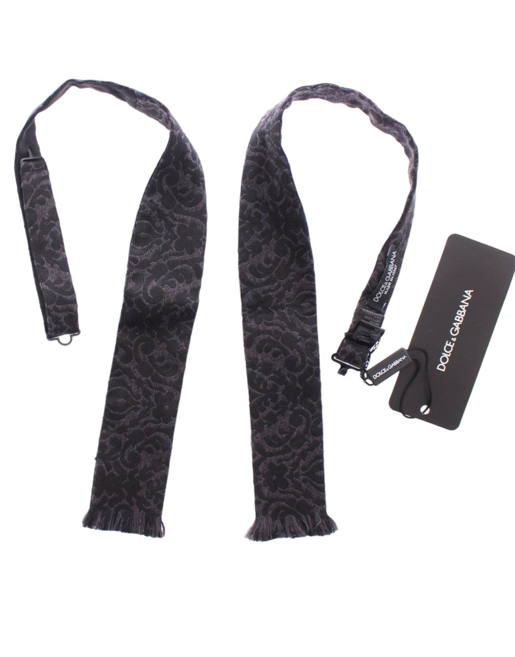 Gray Black Wool Silk Bow Tie - X excelência