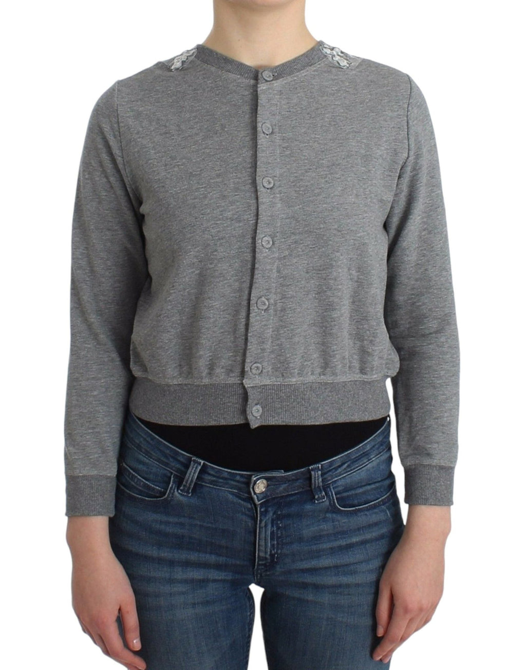 Lingerie Gray Lace Sweater Cardigan Top - X excelência