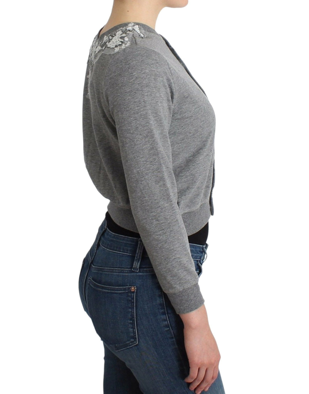 Lingerie Gray Lace Sweater Cardigan Top - X excelência