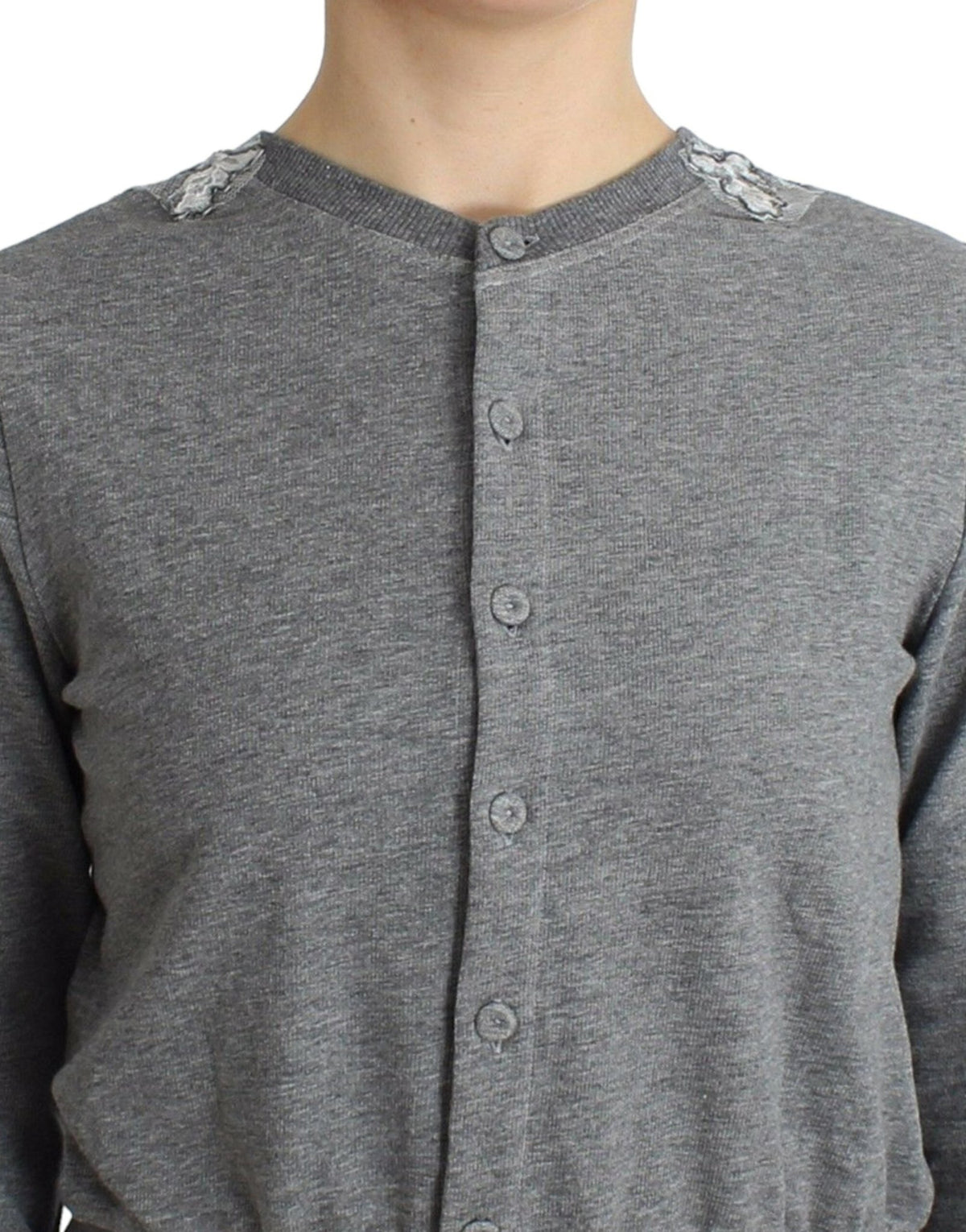 Lingerie Gray Lace Sweater Cardigan Top - X excelência