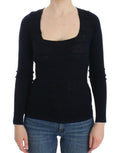 Blue Knitted Wool Stretch Sweater Top - X excelência
