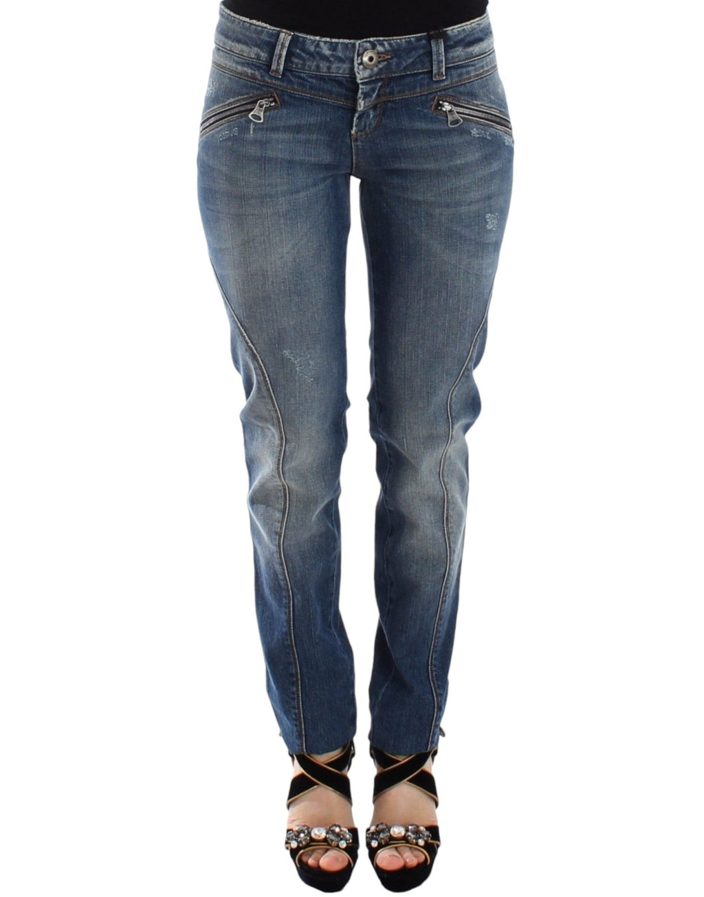 Blue Slim Jeans Denim Pants Straight Stretch - X excelência
