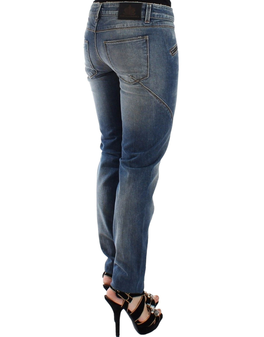 Blue Slim Jeans Denim Pants Straight Stretch - X excelência