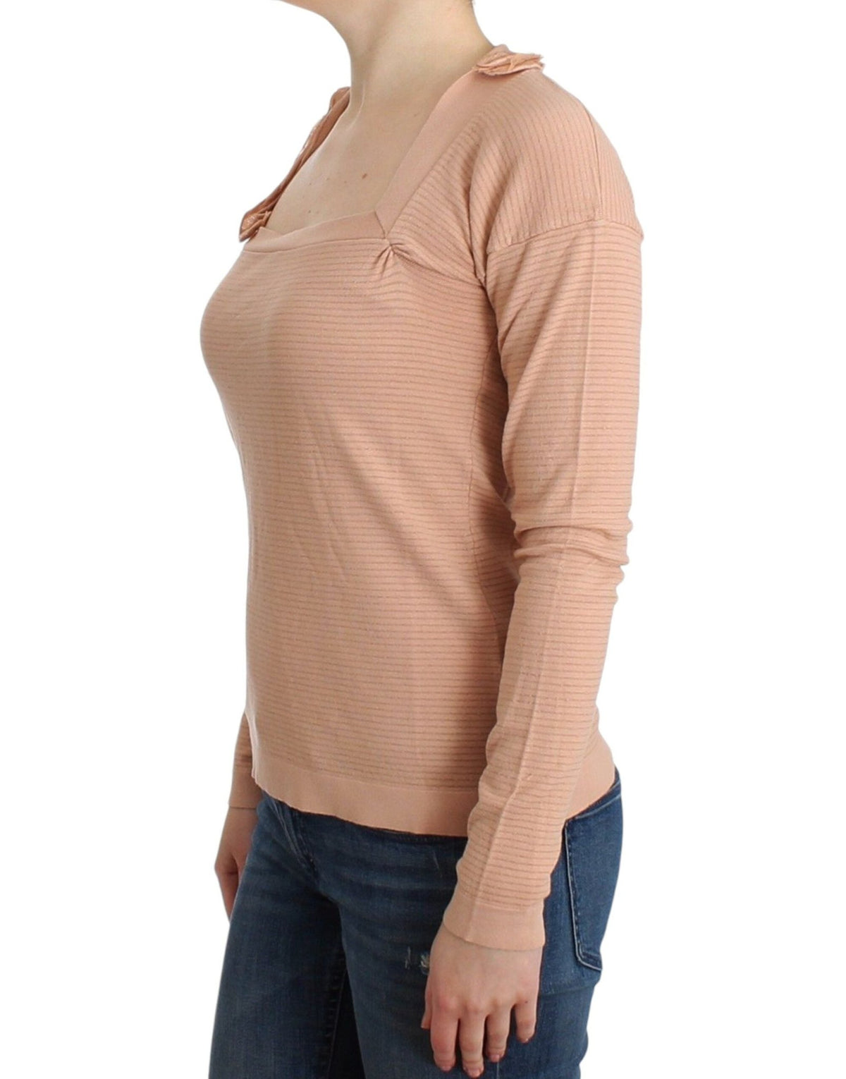 Orange Wool Blend Striped Long Sleeve Top - X excelência