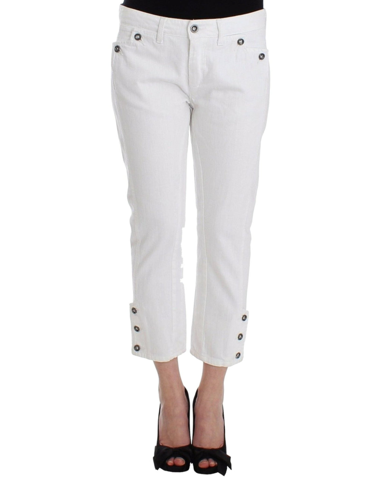 White Cropped Jeans Denim Pants Branded Capri - X excelência
