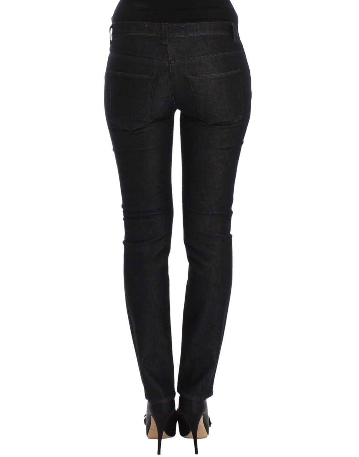 Black Slim Jeans Denim Pants Skinny Leg Stretch - X excelência