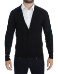 Black Fine Wool Button Cardigan - X excelência
