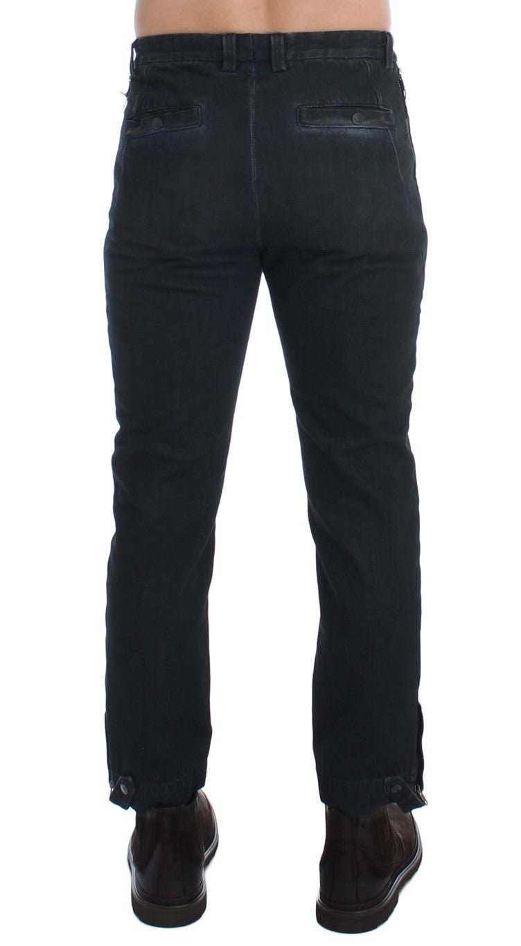 Blue Cotton Slim Pants Denim Jeans - X excelência