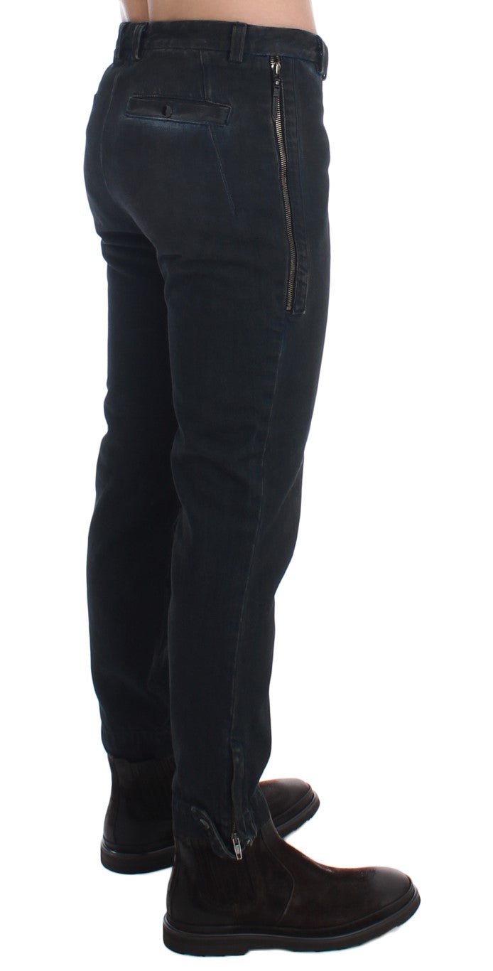 Blue Cotton Slim Pants Denim Jeans - X excelência