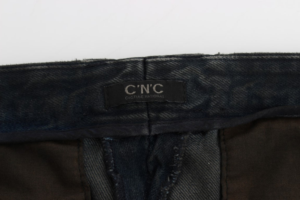 Blue Cotton Slim Pants Denim Jeans - X excelência