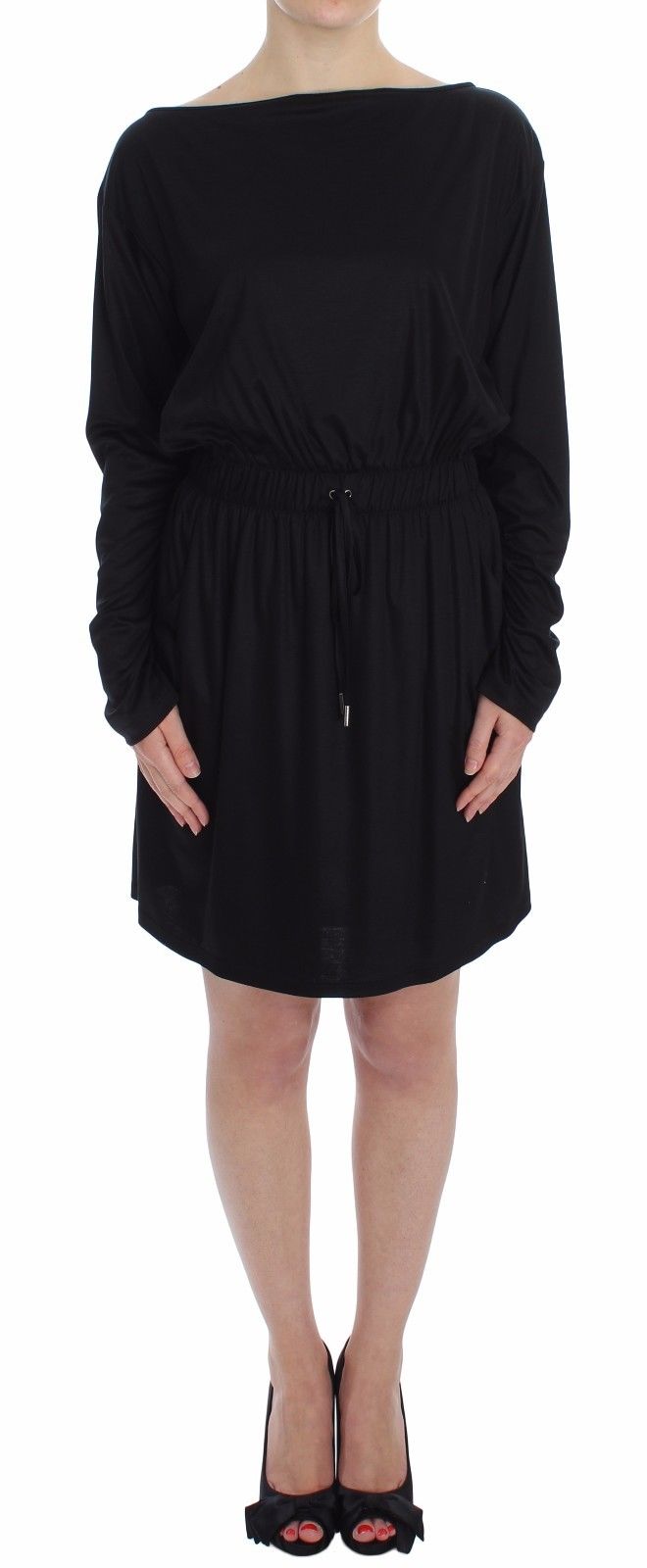 Black Modal Silk Shift Knee Dress - X excelência