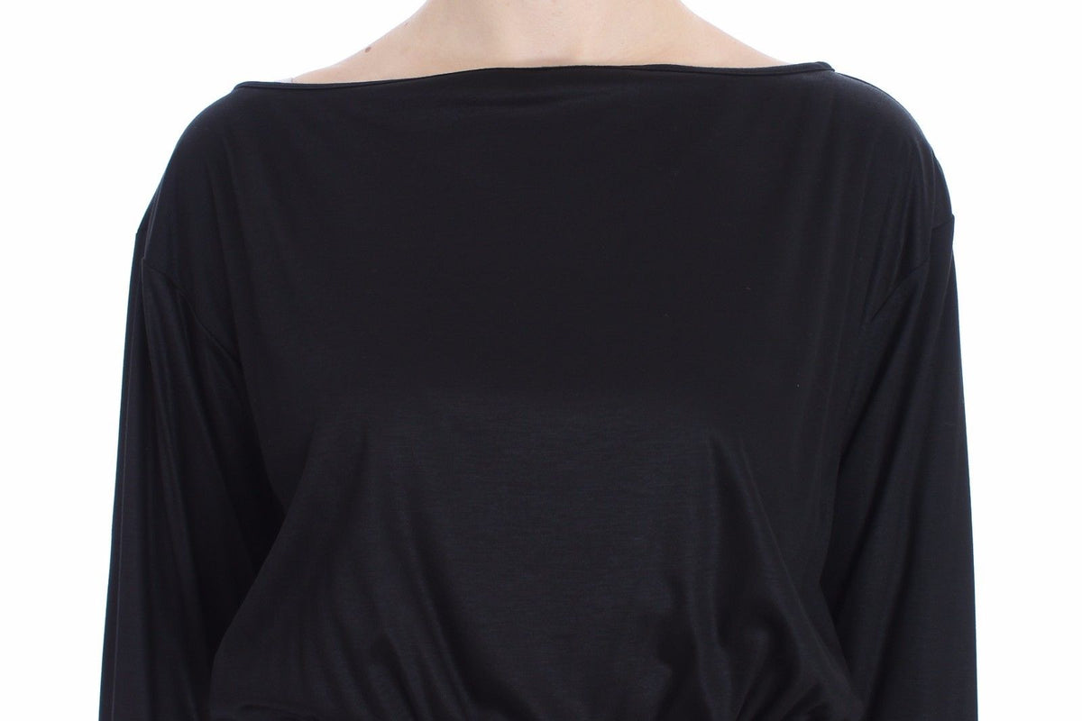 Black Modal Silk Shift Knee Dress - X excelência