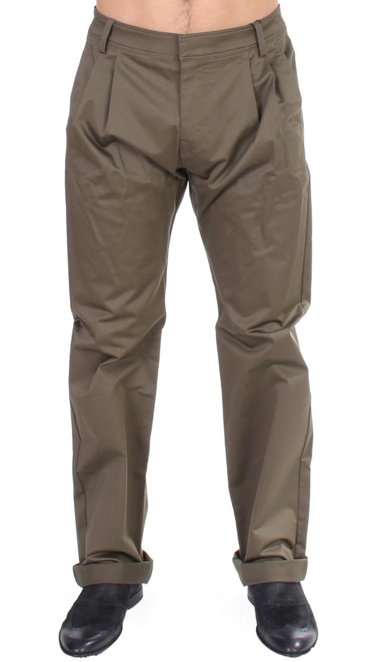 Green Cotton Stretch Comfort Fit Pants - X excelência