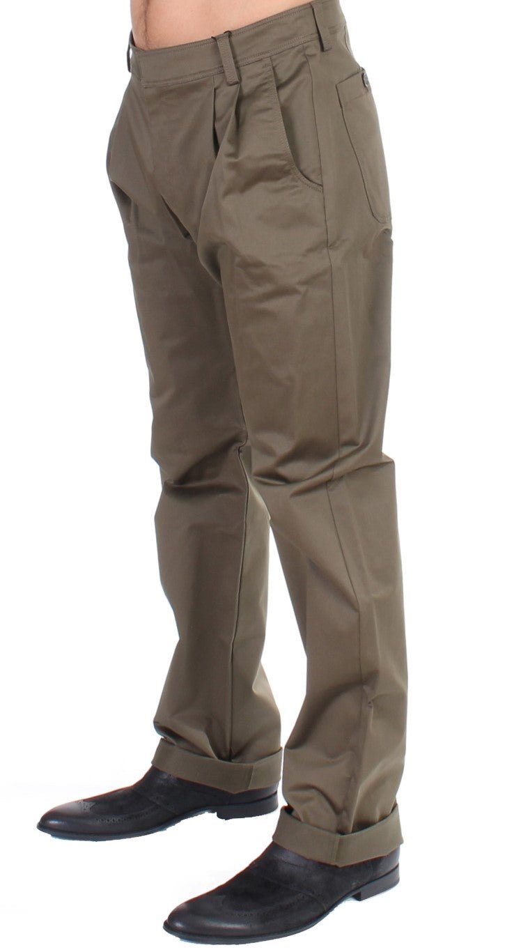 Green Cotton Stretch Comfort Fit Pants - X excelência