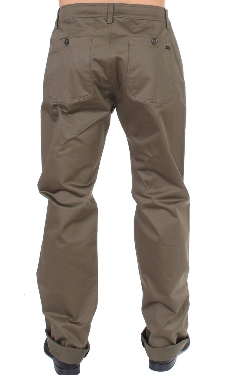 Green Cotton Stretch Comfort Fit Pants - X excelência