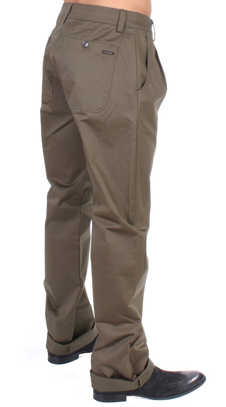 Green Cotton Stretch Comfort Fit Pants - X excelência
