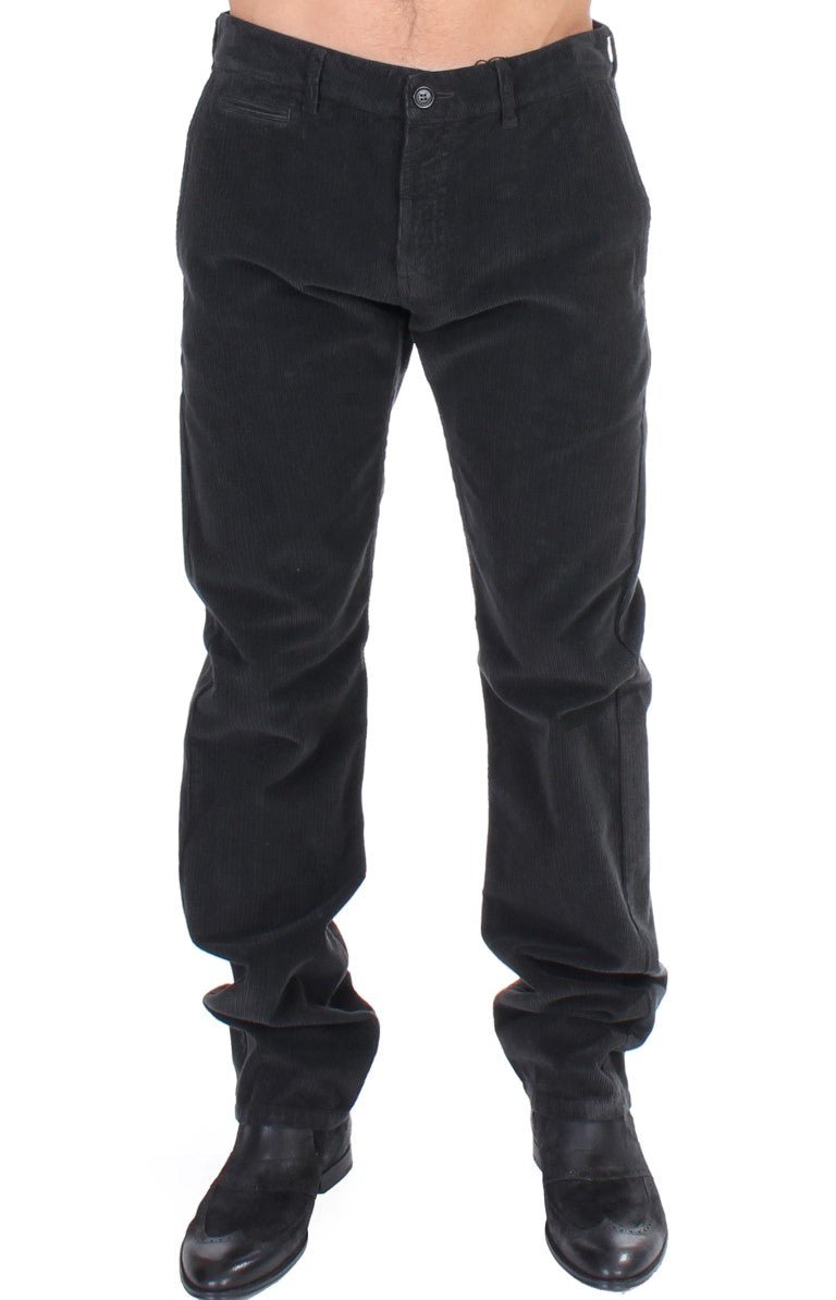 Black Corduroy Cotton Straight Fit Pants - X excelência