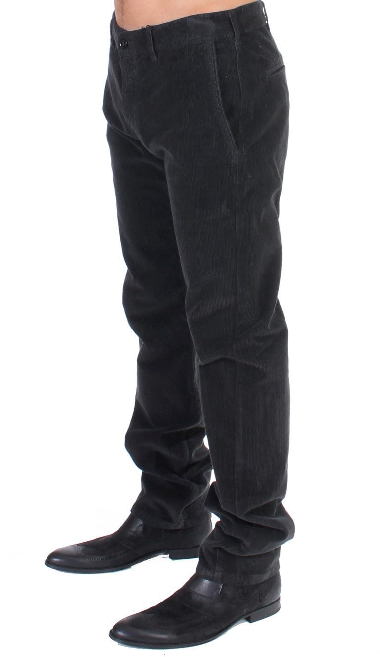 Black Corduroy Cotton Straight Fit Pants - X excelência