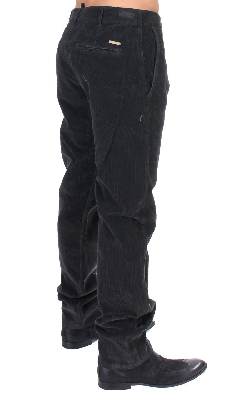 Black Corduroy Cotton Straight Fit Pants - X excelência