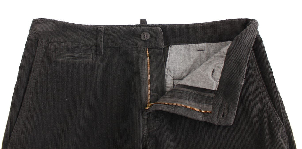 Black Corduroy Cotton Straight Fit Pants - X excelência