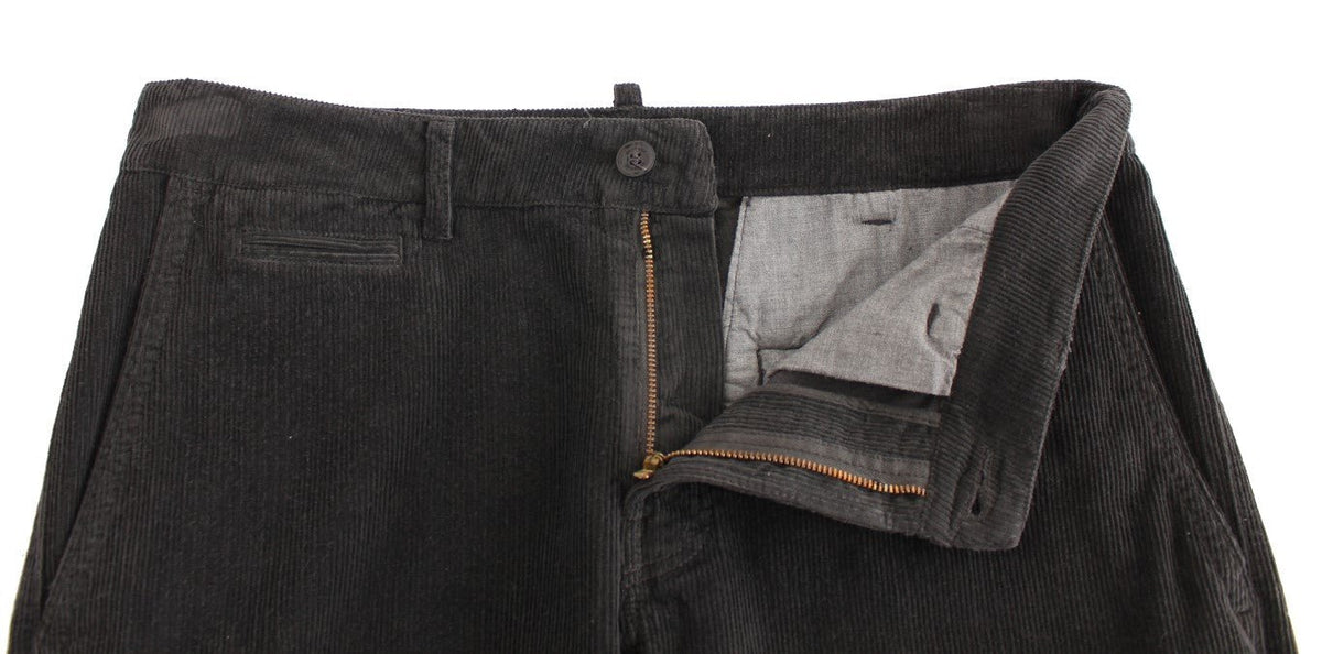 Black Corduroy Cotton Straight Fit Pants - X excelência
