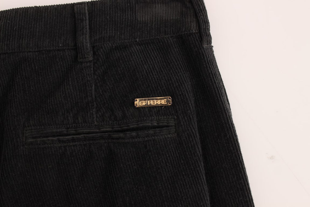 Black Corduroy Cotton Straight Fit Pants - X excelência