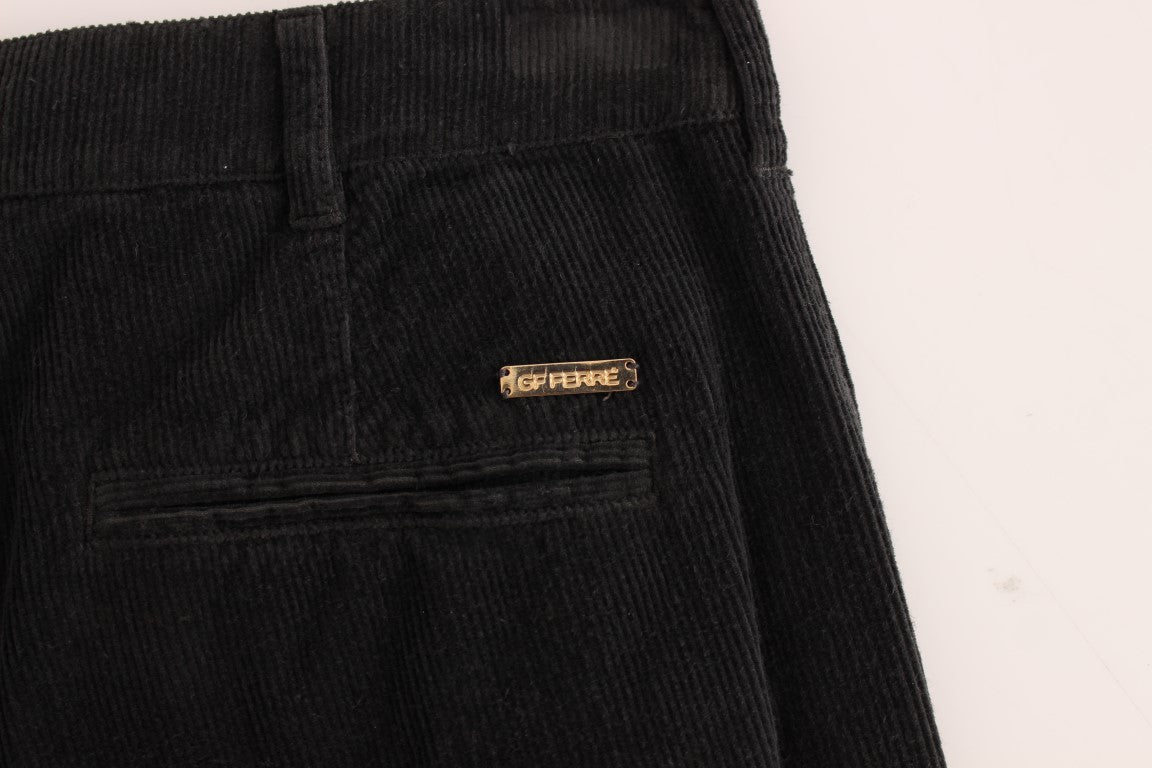 Black Corduroy Cotton Straight Fit Pants - X excelência