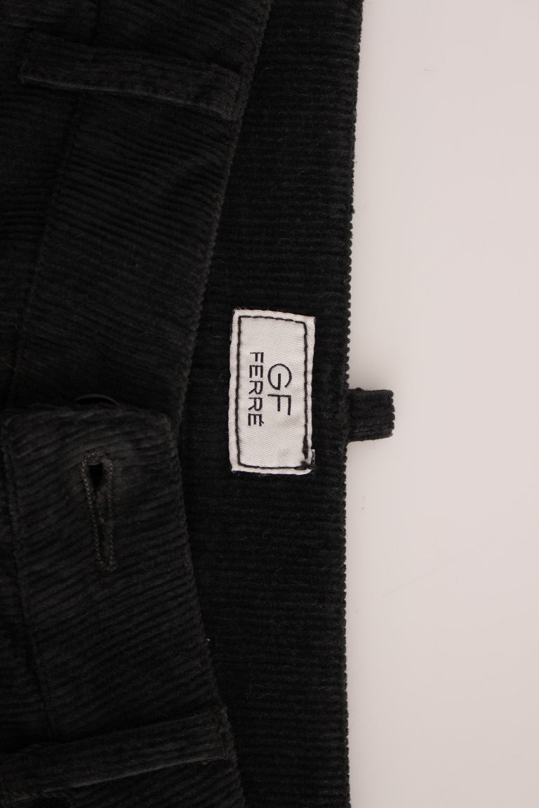 Black Corduroy Cotton Straight Fit Pants - X excelência