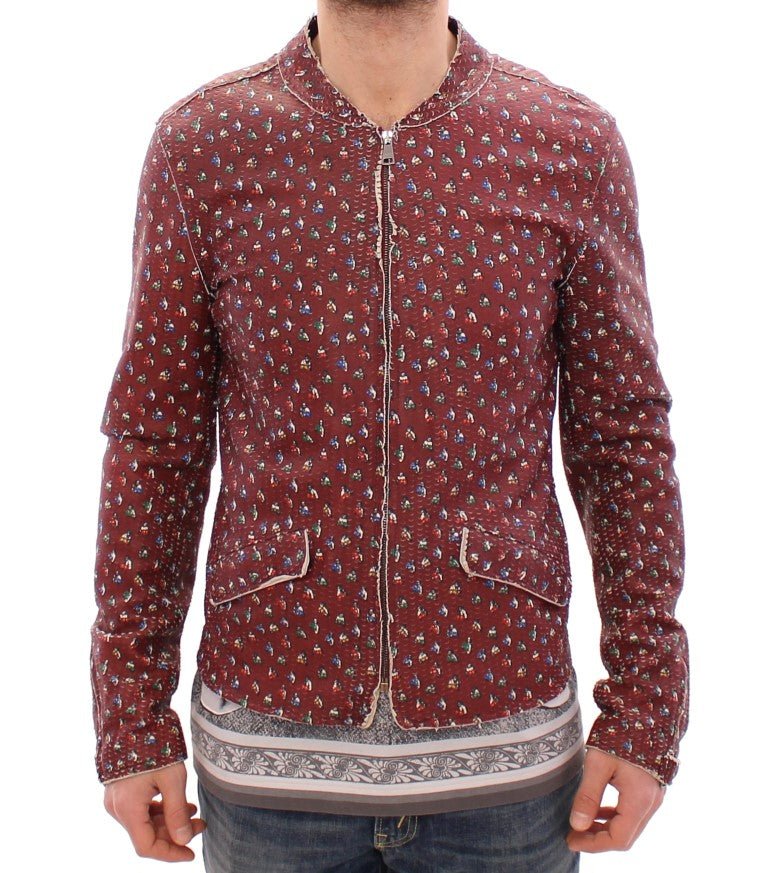 Bordeaux Leather Boxer Print Jacket Coat - X excelência
