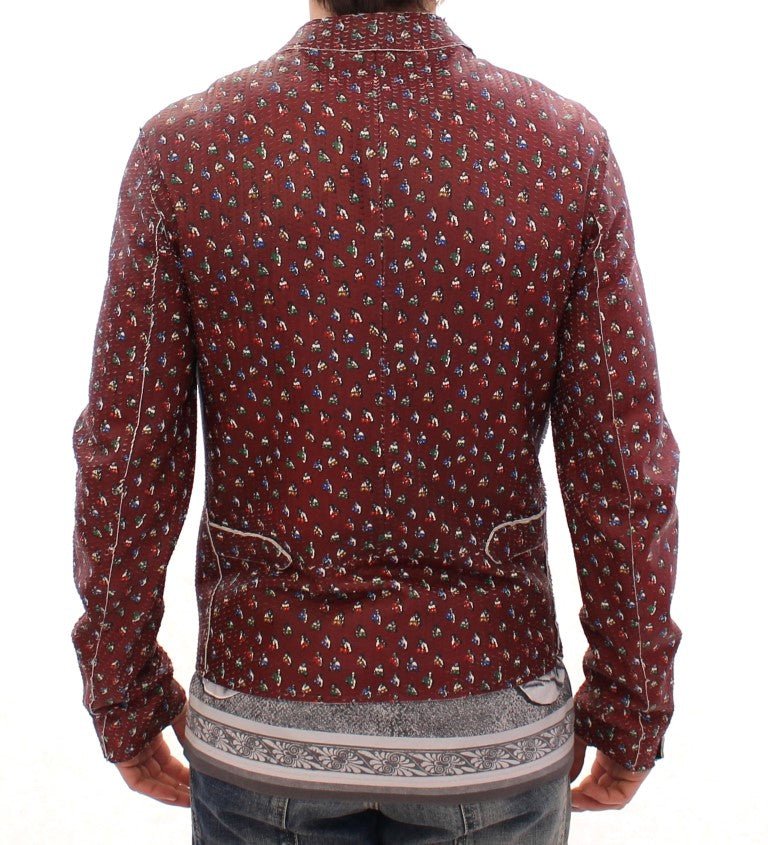 Bordeaux Leather Boxer Print Jacket Coat - X excelência