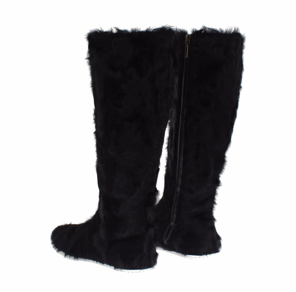 Black Xiangao Lamb Fur Leather Boots - X excelência