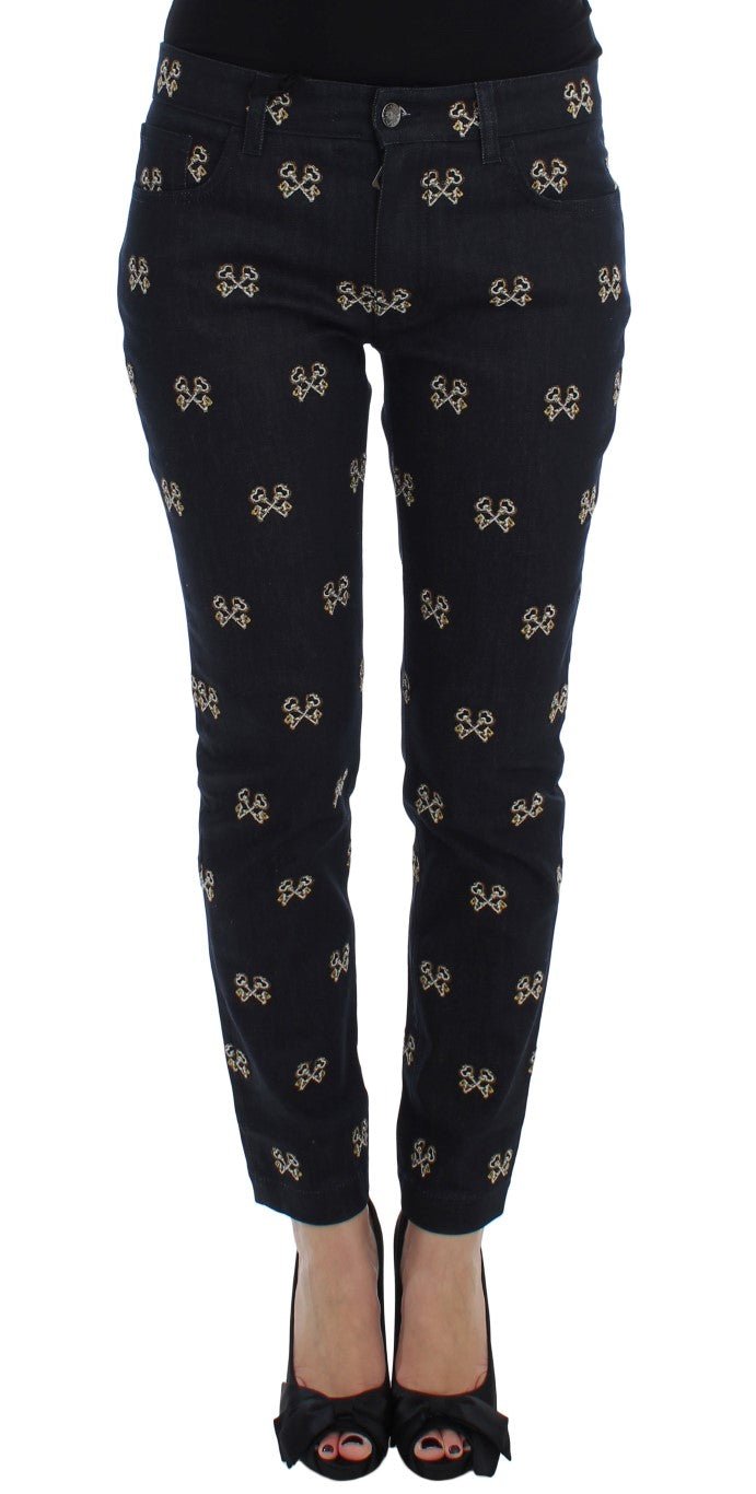 Blue Key Embroidered Slim Fit KATE Jeans - X excelência