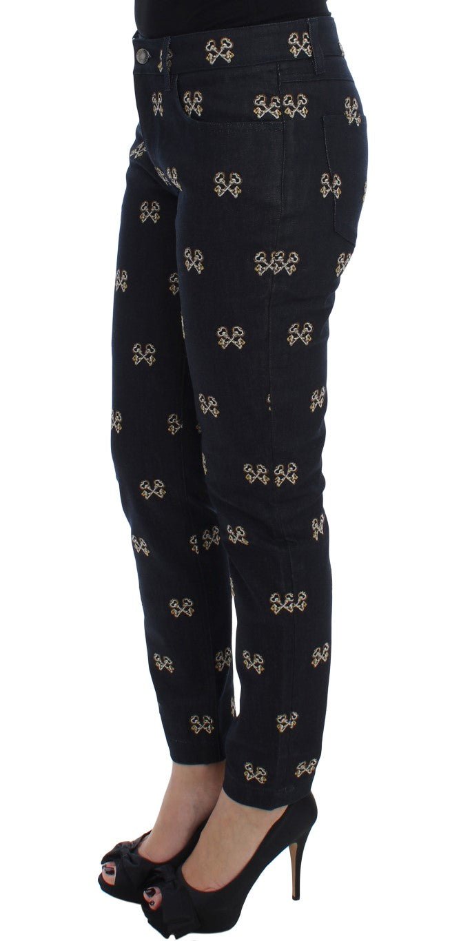 Blue Key Embroidered Slim Fit KATE Jeans - X excelência
