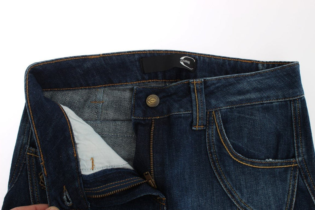 Blue Cotton Stretch Low Waist Jeans - X excelência