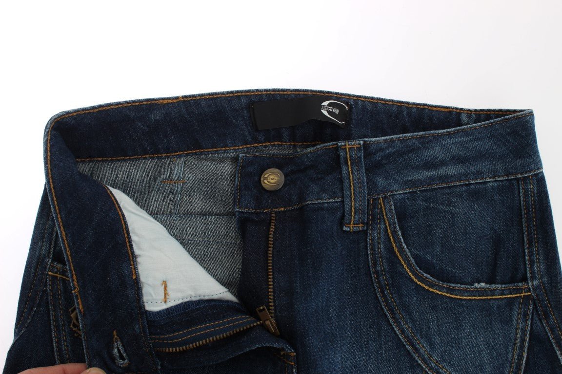 Blue Cotton Stretch Low Waist Jeans - X excelência