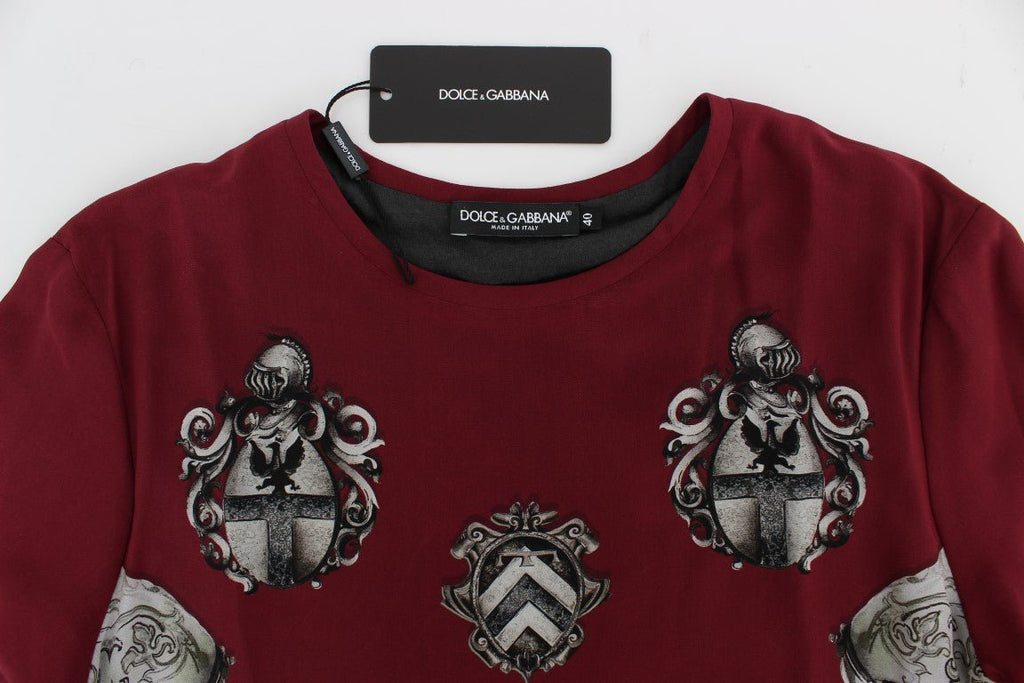 Red Knight Print Silk Blouse T-shirt - X excelência