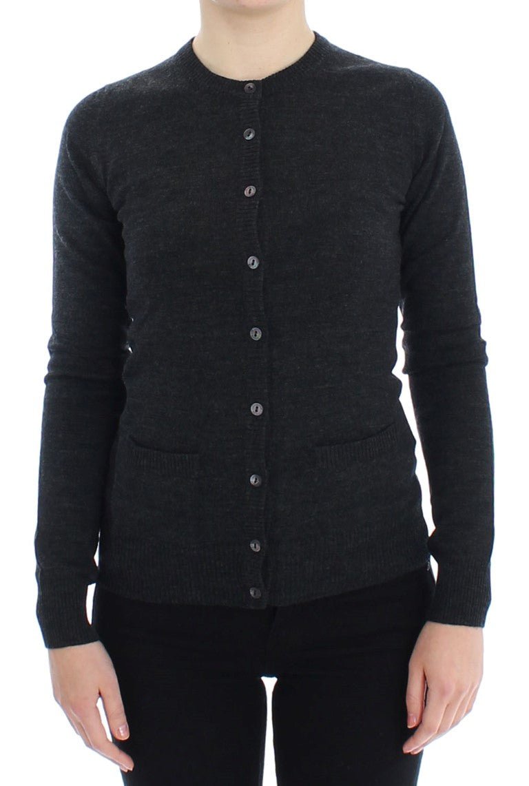 Gray Wool Button Cardigan Sweater - X excelência