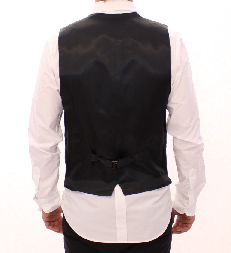 Gray Striped Wool Single Breasted Vest - X excelência