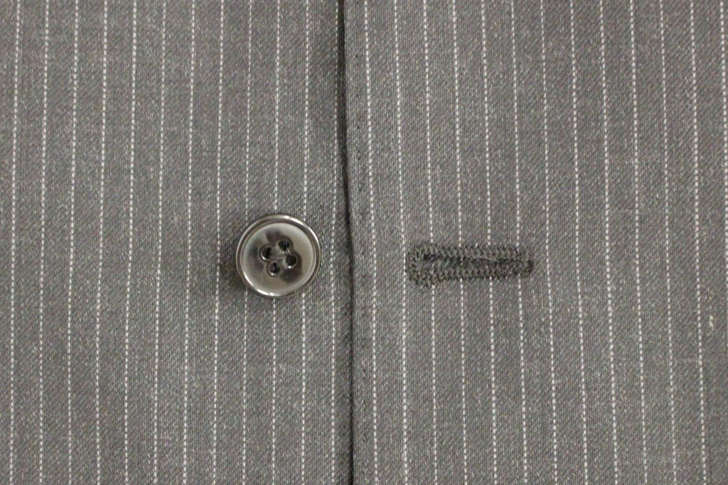 Gray Striped Wool Single Breasted Vest - X excelência