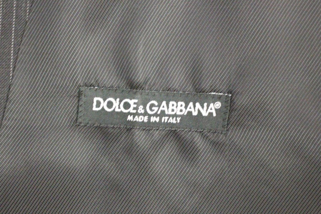 Gray Striped Wool Single Breasted Vest - X excelência