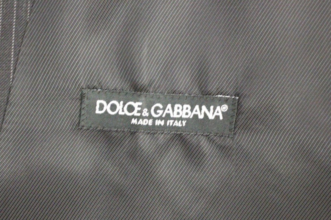 Gray Striped Wool Single Breasted Vest - X excelência
