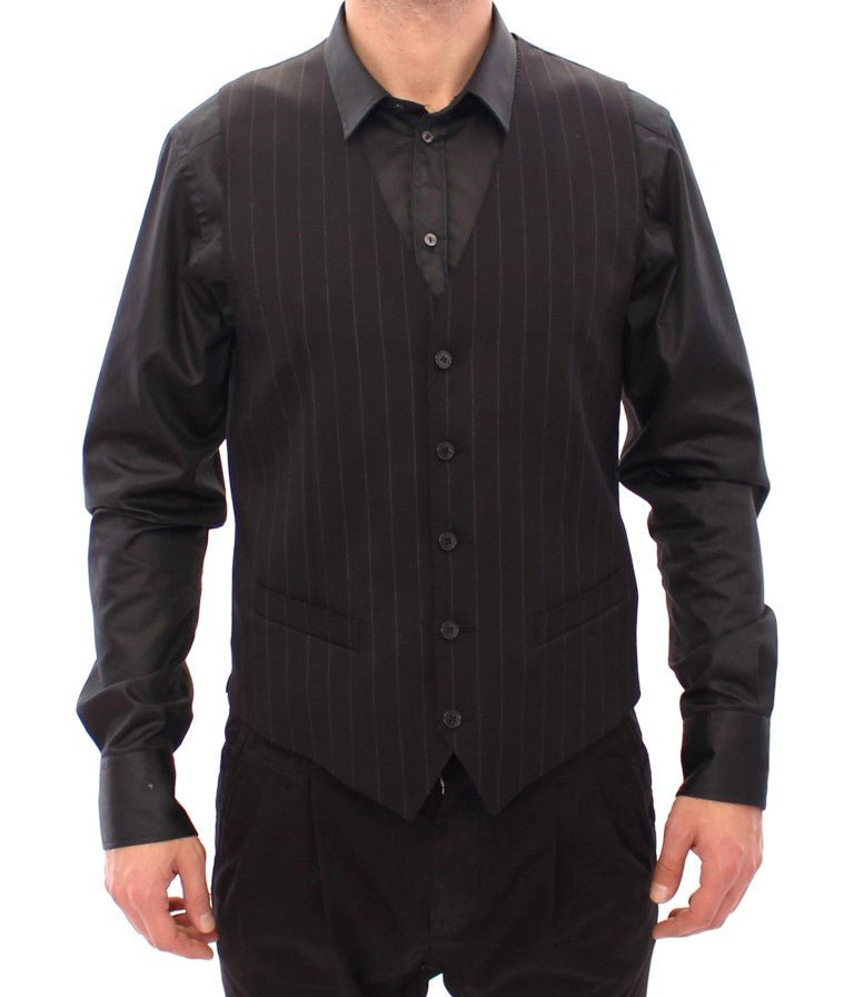Black Striped Wool Logo Vest - X excelência