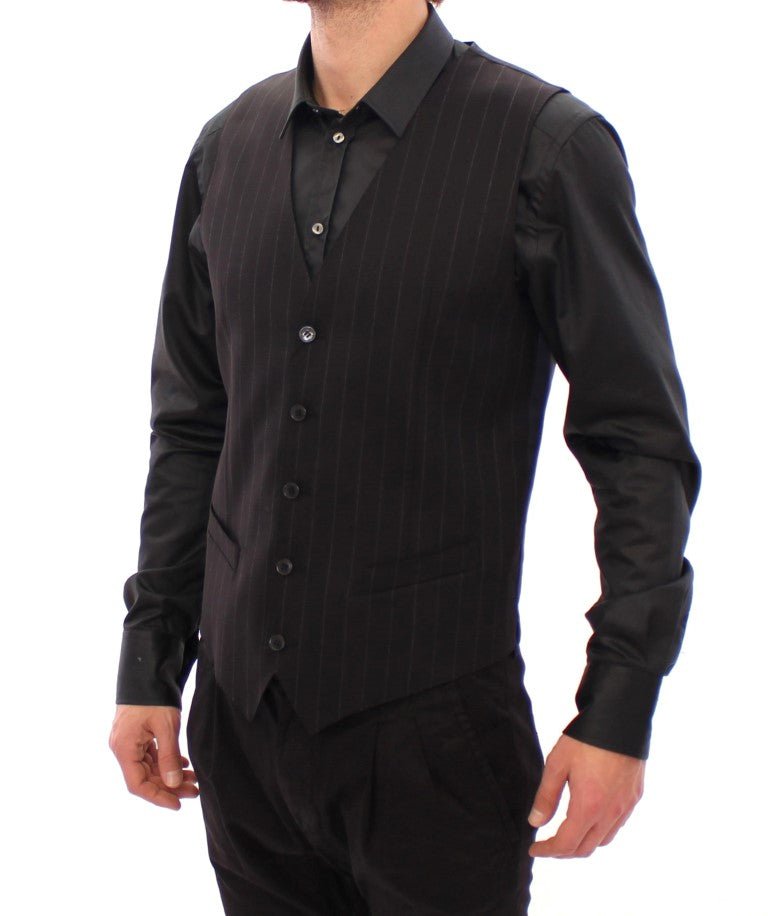 Black Striped Wool Logo Vest - X excelência