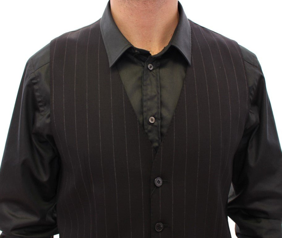 Black Striped Wool Logo Vest - X excelência