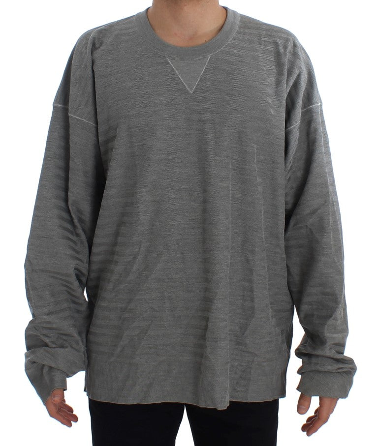 Gray Crewneck Pullover Silk Sweater - X excelência
